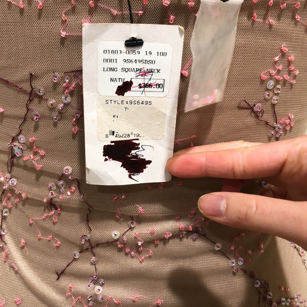 SOLD NWT BCBGMAXAZRIA Collection Gown Size 2 Nude Pink Sequin Floral Embroidery - Picture 7 of 12